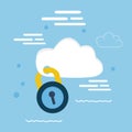 Cloud security pad lock icon illustration concept locked data Royalty Free Stock Photo