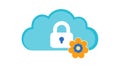 Cloud Security with Padlock and Flower Icon, vector design Generative AI Royalty Free Stock Photo