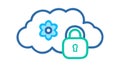 Cloud Security Padlock and Gears Icon, vector design Generative AI Royalty Free Stock Photo