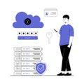 Cloud security, personal data protection, online services concept. Privacy access with password. User sync accounts. Vector