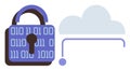 Cloud Security Represented by Binary Lock and Data Connection to Cloud Computing Royalty Free Stock Photo