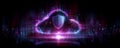 Cloud security shield data protection cyber defense glowing firewall hologram futuristic background Royalty Free Stock Photo