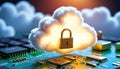 Cloud security in technology: protecting data with digital innovation Royalty Free Stock Photo