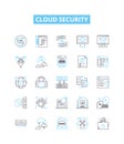 Cloud security vector line icons set. Cloud, security, infrastructure, data, authentication, compliance, encryption Royalty Free Stock Photo