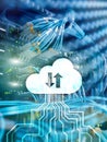 CLoud server and computing, data storage and processing. Internet and technology concept Royalty Free Stock Photo