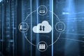 CLoud server and computing, data storage and processing. Internet and technology concept Royalty Free Stock Photo