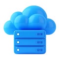 Cloud server data storage blue 3D icon on white