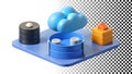 Cloud server and data storage disks technology infrastructure png transparent image Generative AI