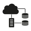 Cloud Server Data Storage Icon. Cloud connection with database. Cloud computing network. Vector symbol. Royalty Free Stock Photo