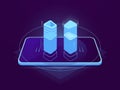 Cloud server hosting, mobile interface, holographic control element, cloud storage, database remote file warehouse
