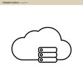 Cloud server icon, Cloud sync, Secure, Cloud services icons, Digital, Editable outline, Wireless technology, Cloud computing, Inte Royalty Free Stock Photo