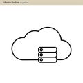 Cloud server icon, Cloud sync, Secure, Cloud services icons, Digital, Editable outline, Wireless technology, Cloud computing, Inte