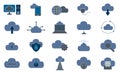 Cloud server icon pack. Flat style graphical symbol. Can be used  for many purpose. Royalty Free Stock Photo