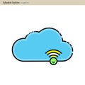 Cloud server icon, Cloud sync, Secure, Cloud services icons, Digital, Editable outline, Wireless technology, Cloud computing, Inte