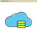 Cloud server icon, Cloud sync, Secure, Cloud services icons, Digital, Editable outline, Wireless technology, Cloud computing, Inte