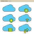 Cloud server icon, Cloud sync, Secure, Cloud services icons, Digital, Editable outline, Wireless technology, Cloud computing, Inte Royalty Free Stock Photo