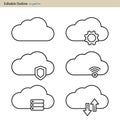 Cloud server icon, Cloud sync, Secure, Cloud services icons, Digital, Editable outline, Wireless technology, Cloud computing, Inte Royalty Free Stock Photo