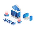Cloud and server isometric in flat isometric illustration concept Royalty Free Stock Photo