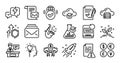 Cloud server, Lightning bolt and Sharing economy line icons set. Vector