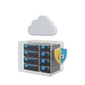 Cloud server with secure data storage and protection Royalty Free Stock Photo