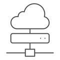 Cloud server thin line icon. Computing vector illustration isolated on white. Data server outline style design, designed