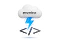 Cloud Serverless Computing Concept with Blue Lightning Bolt on Stands Royalty Free Stock Photo