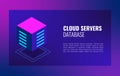 Cloud servers database isometric concept. Hosting server Computer storage or farming workstation. Royalty Free Stock Photo