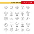 Cloud Service Black Line Icon - 25 Business Outline Icon Set