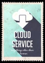 Cloud Service Concept on Blue in Flat Design. Royalty Free Stock Photo
