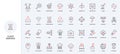 Cloud service and decentralized application, software, network connection line icon set
