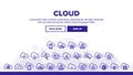 Collection Cloud Service Sign Icons Set Vector