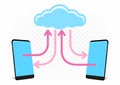 Cloud service for smartphones illustration Royalty Free Stock Photo