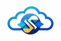 A cloud service symbol depicting data synchronization with arrows indicating the flow of information between devices Royalty Free Stock Photo