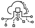 Cloud service technology linear icon. Data storage