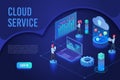 Cloud service landing page isometric vector template