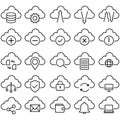 Cloud service vector icon set. Cloud storage Illustration sign collection. Database symbol. Cloud drive logo. Royalty Free Stock Photo