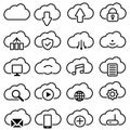 Cloud service vector icon set. Cloud storage Illustration sign collection. Database symbol. Cloud drive logo. Royalty Free Stock Photo