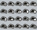Cloud Service White On Black Sticker Set Big Royalty Free Stock Photo