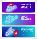 Cloud services banners set Royalty Free Stock Photo