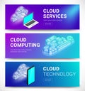 Cloud services horizontal banners set Royalty Free Stock Photo