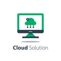 Cloud services, internet technology, online file storage, web solution, distant server