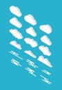 Cloud set collection isometric with vaious style clouds