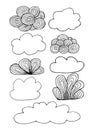 Cloud set doodle. Vector flat design. Collection of cloud for use in as logo or weather icon. Royalty Free Stock Photo