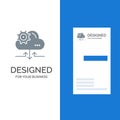 Cloud, Setting, Gear, Arrow Grey Logo Design and Business Card Template Royalty Free Stock Photo