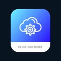 Cloud, Setting, Gear, Computing Mobile App Button. Android and IOS Line Version Royalty Free Stock Photo