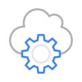 Cloud setting thin line color vector icon