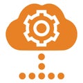 Cloud settings icon, orange color