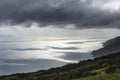 Cloud shadows and sunlight reflections on the ocean water of the Pico-Sao Jorge channel, Azores