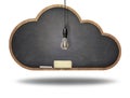 Cloud shape blackboard with lightbulb Royalty Free Stock Photo