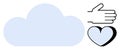 Cloud with Hand Gesture and Heart Symbolizing Connection, Care, and Support Royalty Free Stock Photo